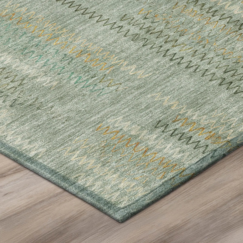 3' X 5' Green And Beige Abstract Washable Indoor Outdoor Area Rug Homeroots Outdoor