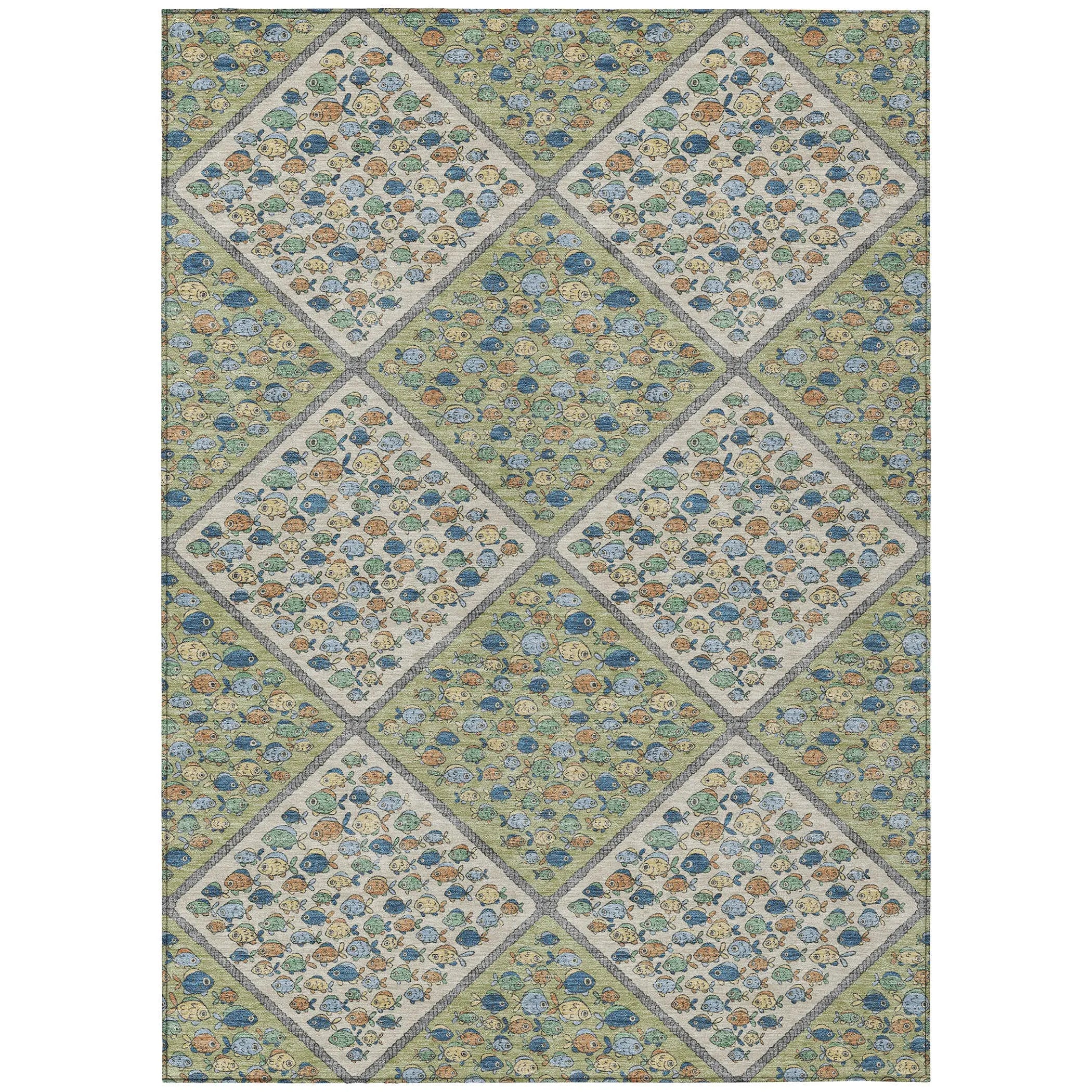 3' X 5' Green And Beige Abstract Washable Indoor Outdoor Area Rug Homeroots Outdoor