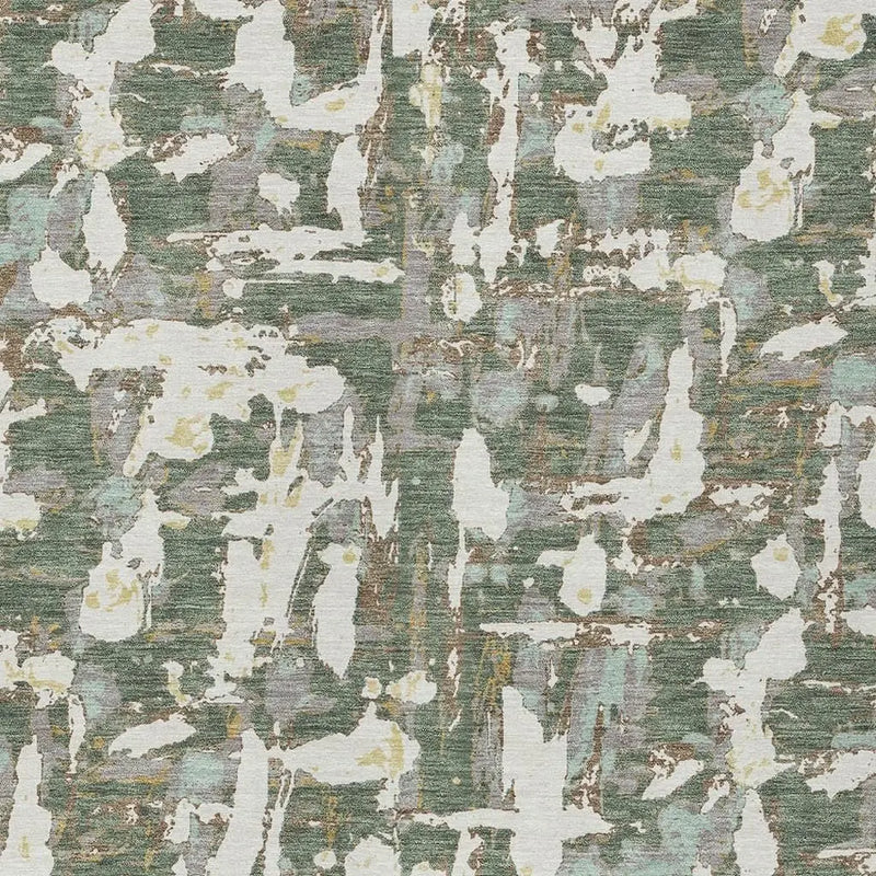 3' X 5' Green And Beige Abstract Washable Indoor Outdoor Area Rug Homeroots Outdoor