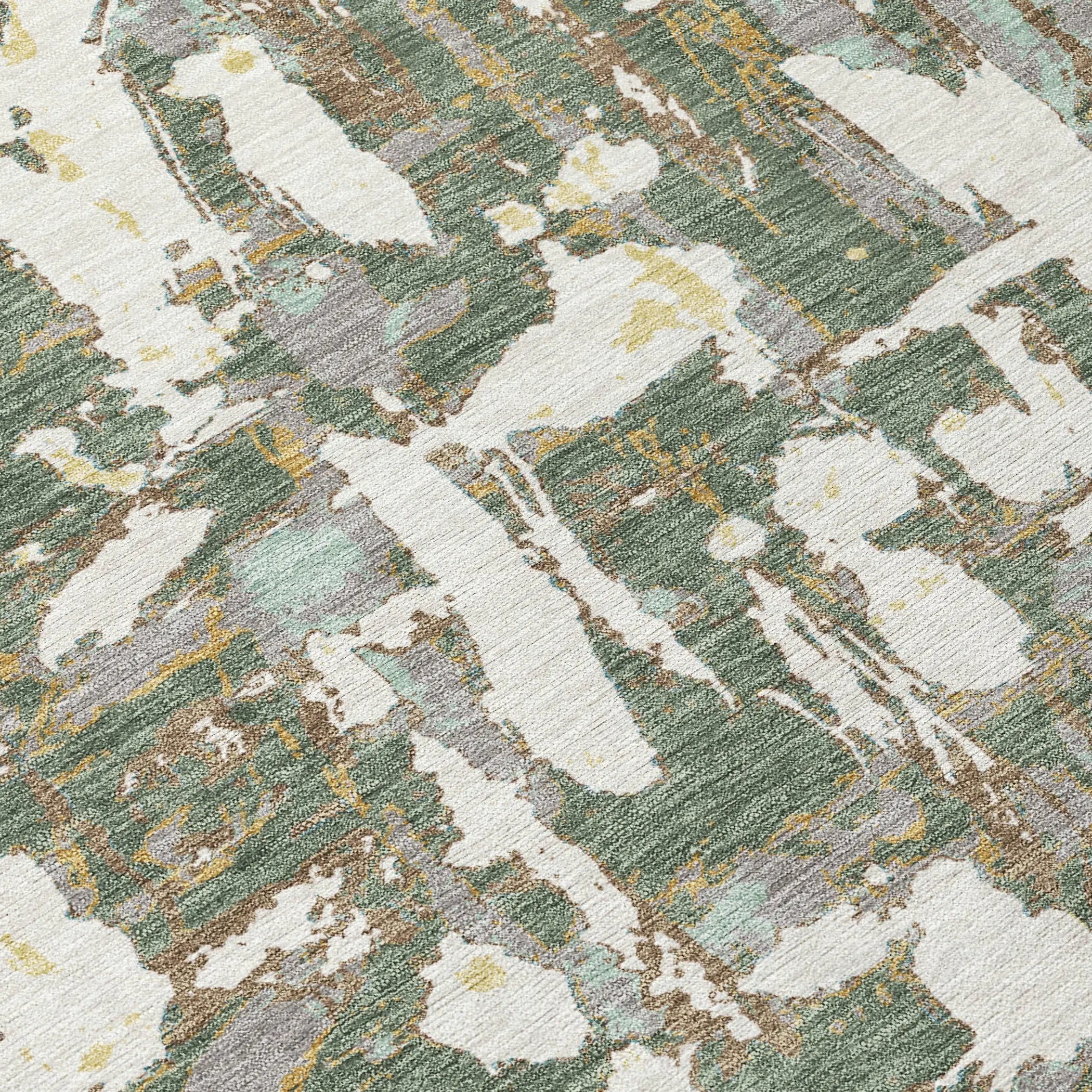 3' X 5' Green And Beige Abstract Washable Indoor Outdoor Area Rug Homeroots Outdoor
