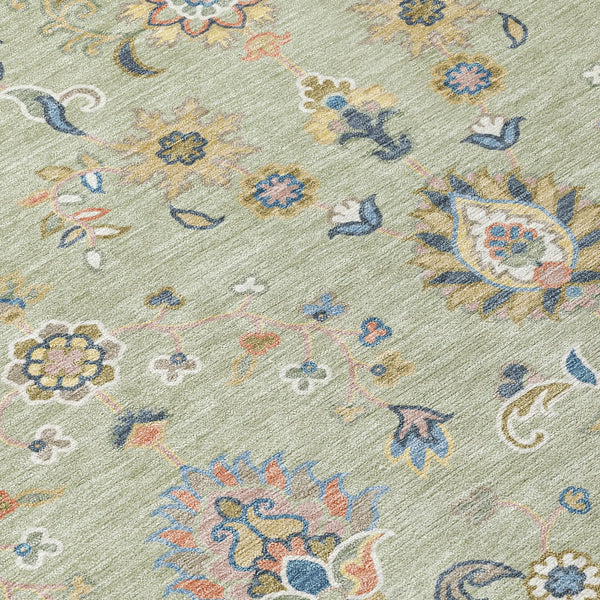 3' X 5' Green And Beige Abstract Washable Indoor Outdoor Area Rug Homeroots Outdoor