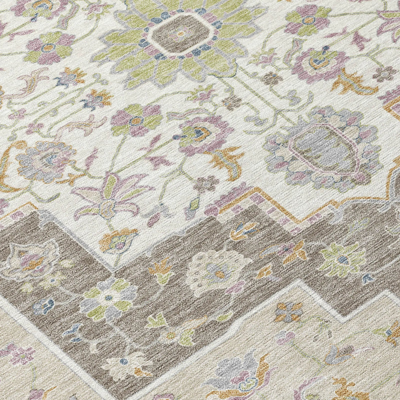 3' X 5' Green And Beige Floral Medallion Washable Indoor Outdoor Area Rug Homeroots Outdoor