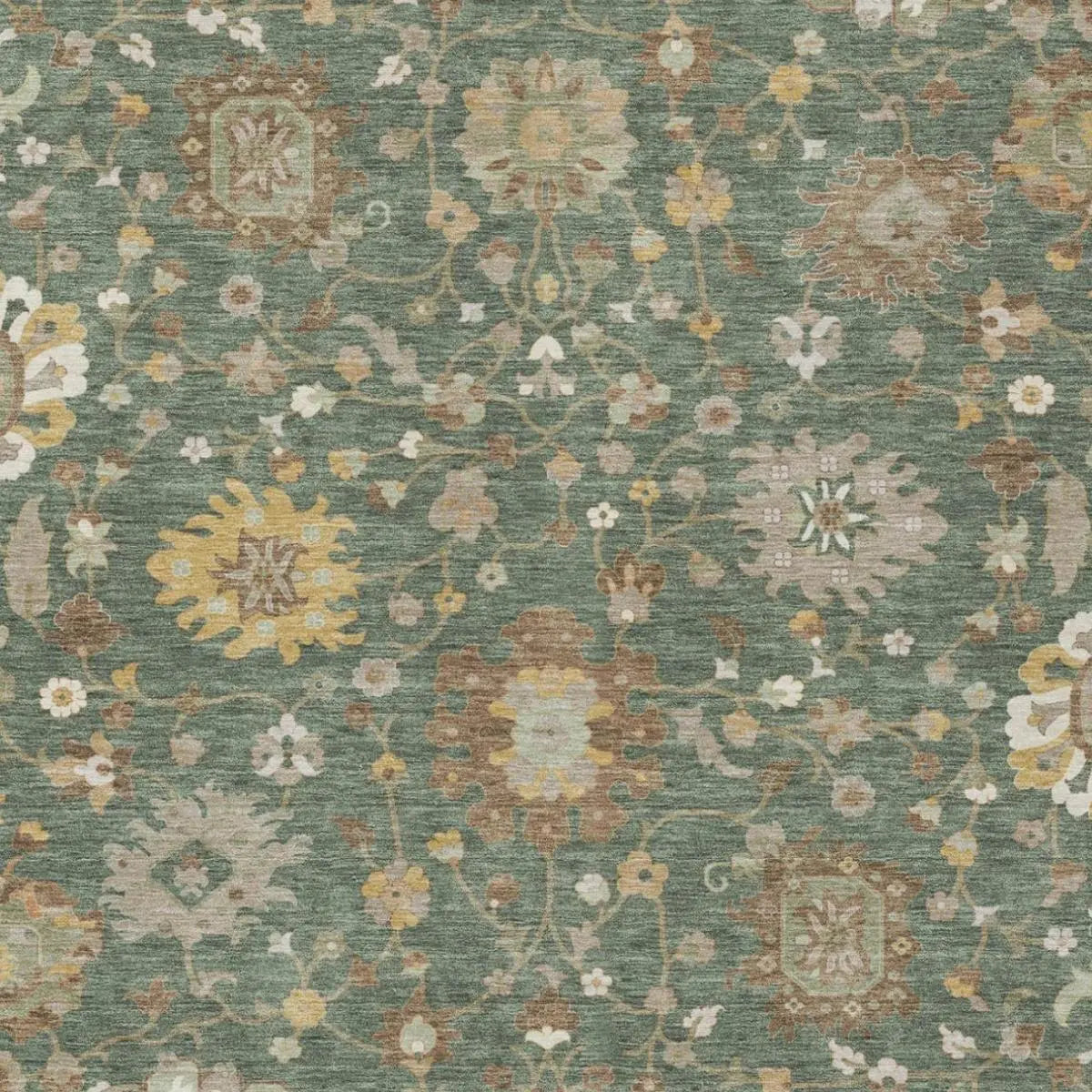 3' X 5' Green And Beige Floral Washable Indoor Outdoor Area Rug Homeroots Outdoor