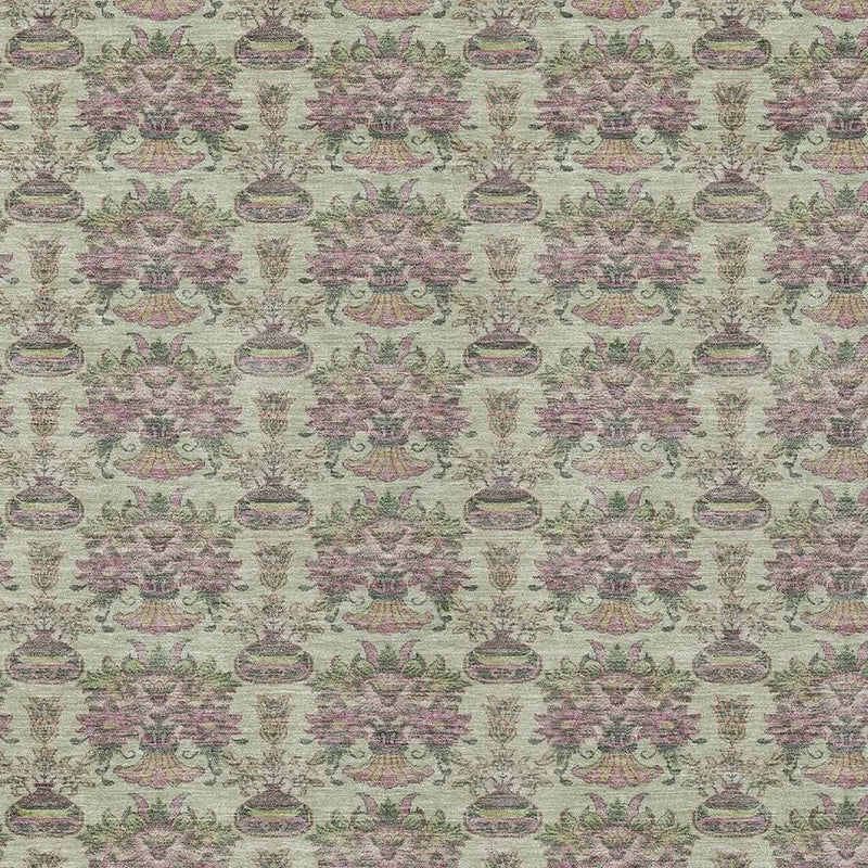 3' X 5' Green And Beige Floral Washable Indoor Outdoor Area Rug Homeroots Outdoor