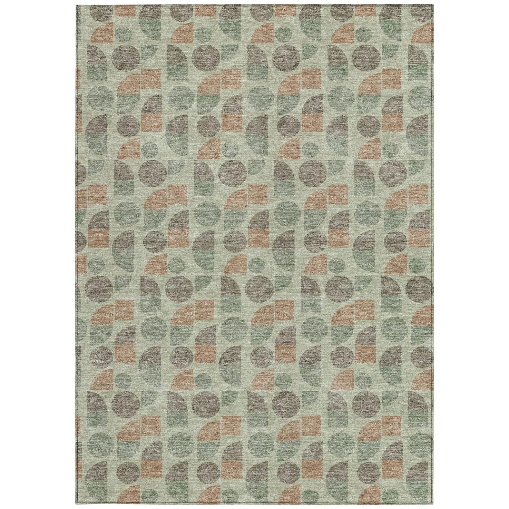 3' X 5' Green And Beige Geometric Washable Indoor Outdoor Area Rug Homeroots Outdoor