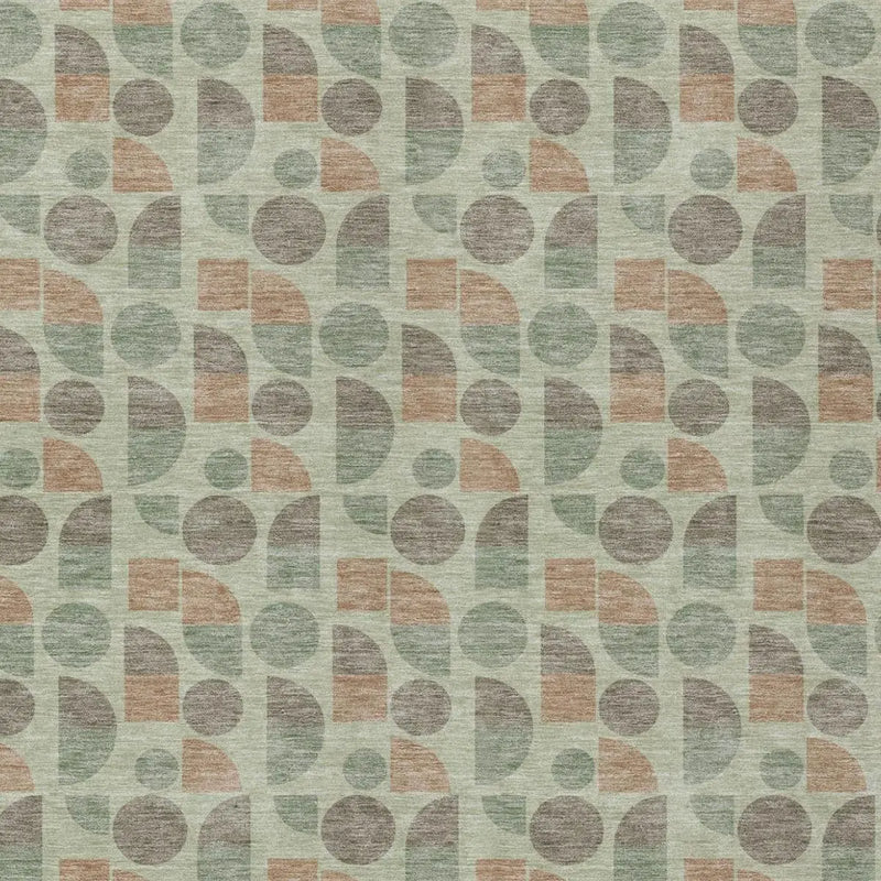 3' X 5' Green And Beige Geometric Washable Indoor Outdoor Area Rug Homeroots Outdoor