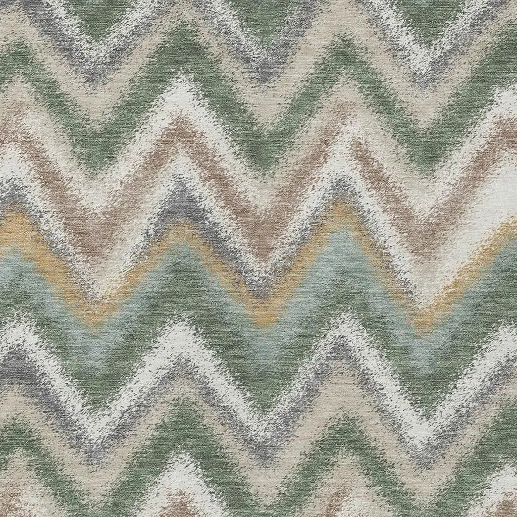 3' X 5' Green And Beige Geometric Washable Indoor Outdoor Area Rug Homeroots Outdoor
