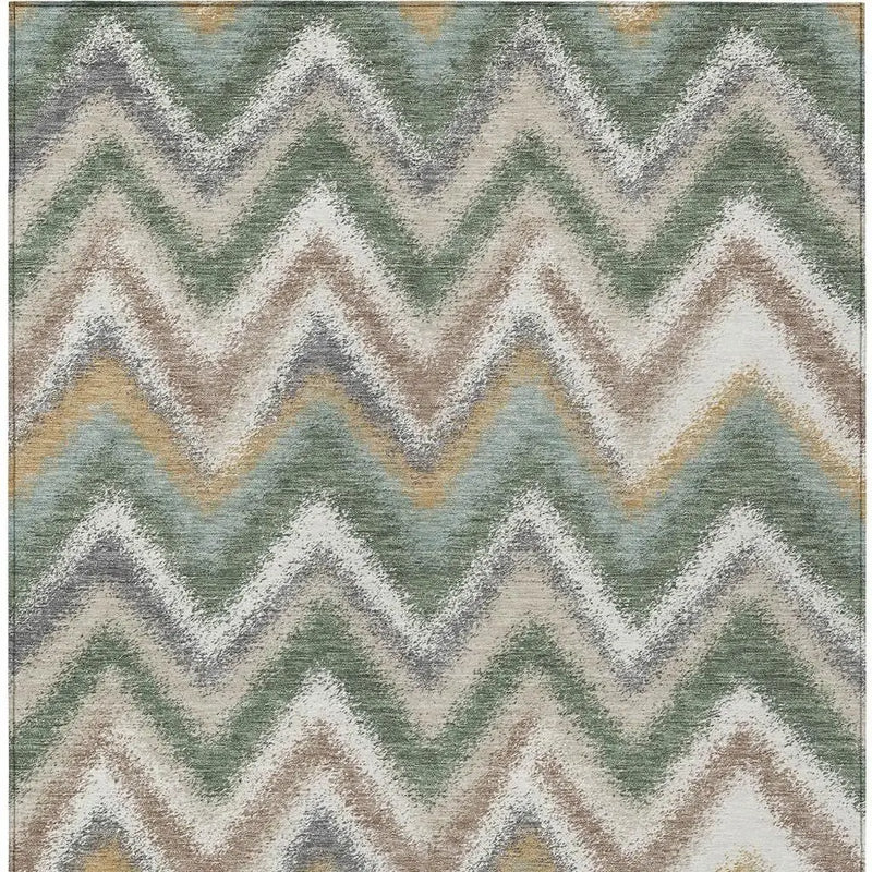 3' X 5' Green And Beige Geometric Washable Indoor Outdoor Area Rug Homeroots Outdoor