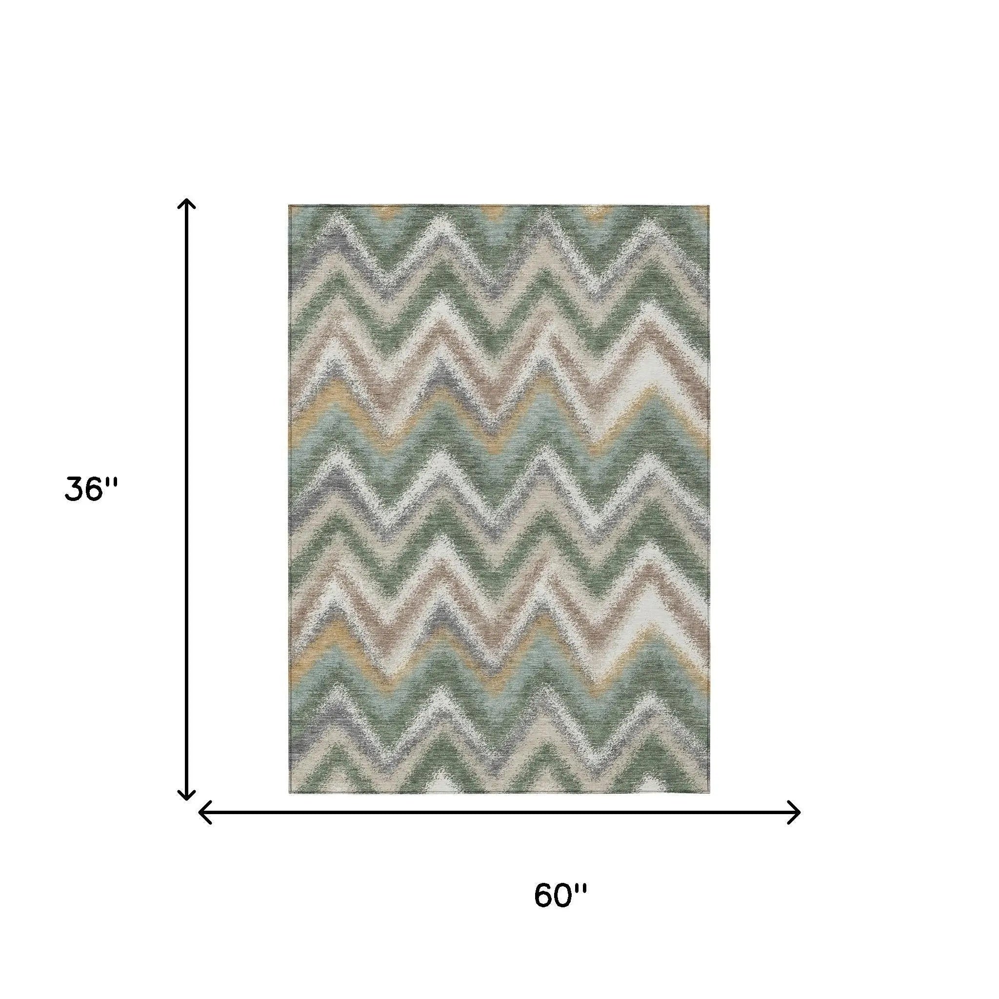 3' X 5' Green And Beige Geometric Washable Indoor Outdoor Area Rug Homeroots Outdoor