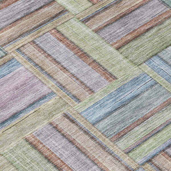 3' X 5' Green And Beige Geometric Washable Indoor Outdoor Area Rug Homeroots Outdoor