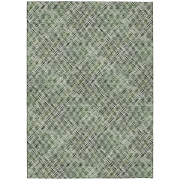 3' X 5' Green And Beige Plaid Washable Indoor Outdoor Area Rug Homeroots Outdoor