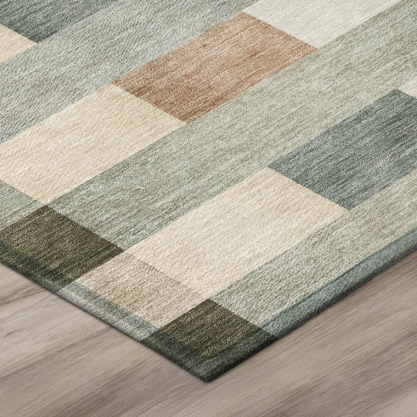 3' X 5' Green And Beige Striped Washable Indoor Outdoor Area Rug Homeroots Outdoor