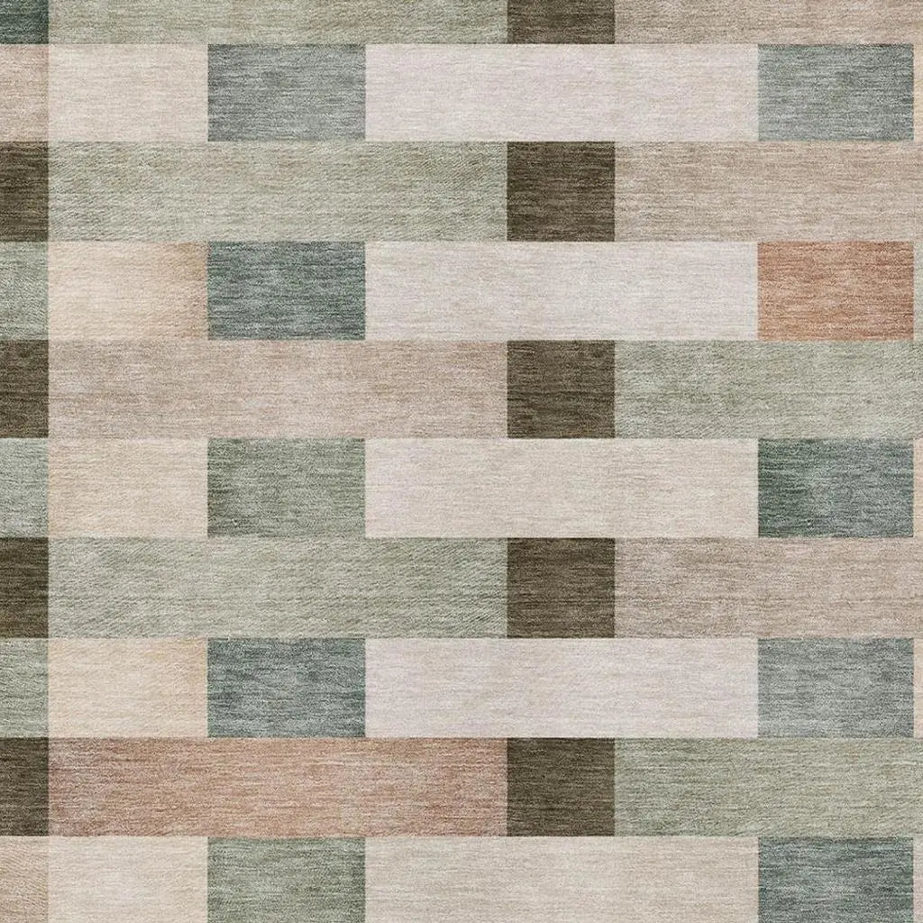 3' X 5' Green And Beige Striped Washable Indoor Outdoor Area Rug Homeroots Outdoor