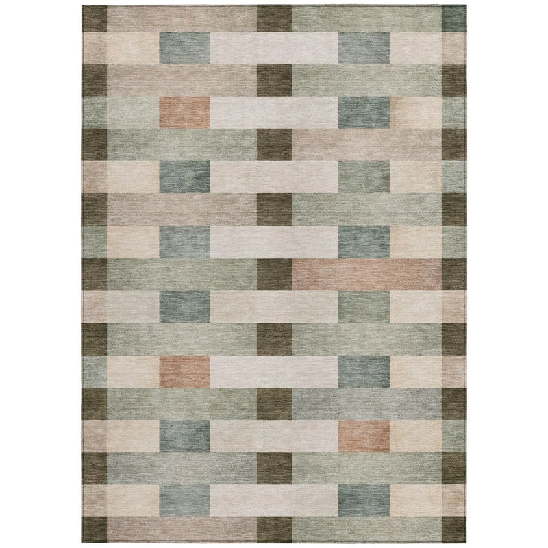 3' X 5' Green And Beige Striped Washable Indoor Outdoor Area Rug Homeroots Outdoor