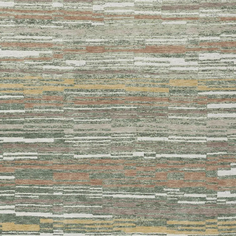 3' X 5' Green And Beige Striped Washable Indoor Outdoor Area Rug Homeroots Outdoor