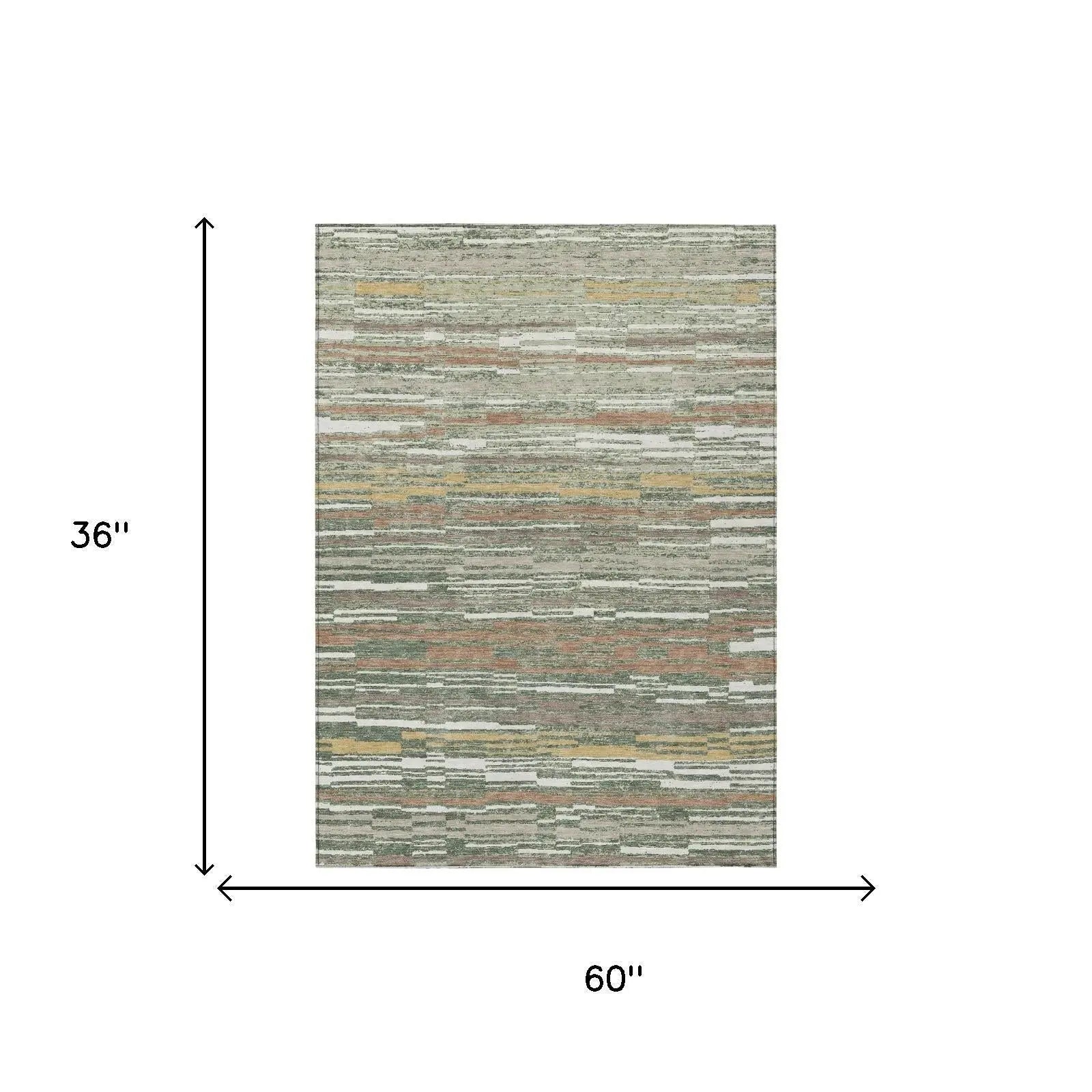 3' X 5' Green And Beige Striped Washable Indoor Outdoor Area Rug Homeroots Outdoor