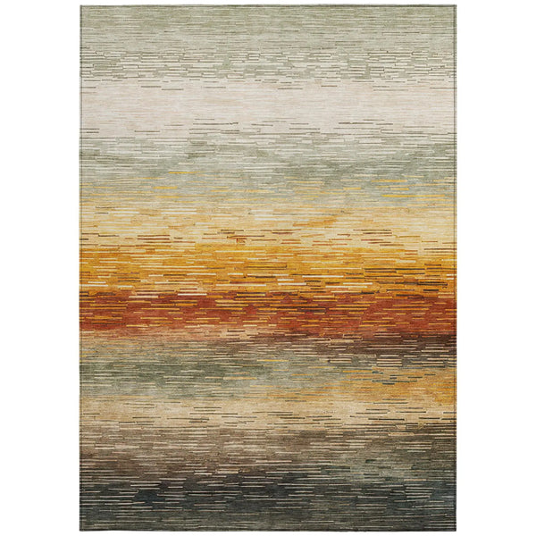 3' X 5' Green And Beige Striped Washable Indoor Outdoor Area Rug Homeroots Outdoor