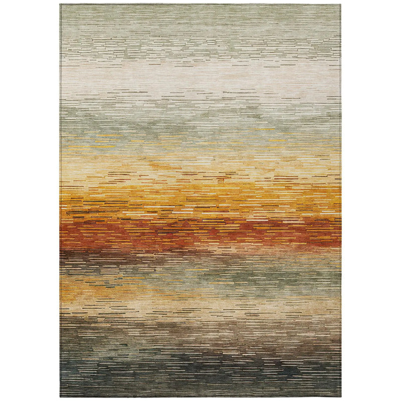 3' X 5' Green And Beige Striped Washable Indoor Outdoor Area Rug Homeroots Outdoor