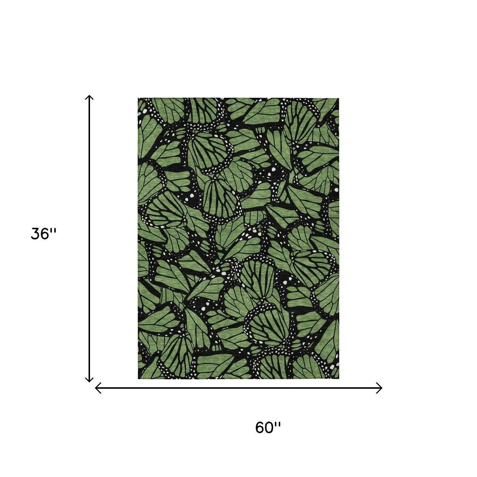 3' X 5' Green And Black Animal Print Washable Indoor Outdoor Area Rug Homeroots Outdoor