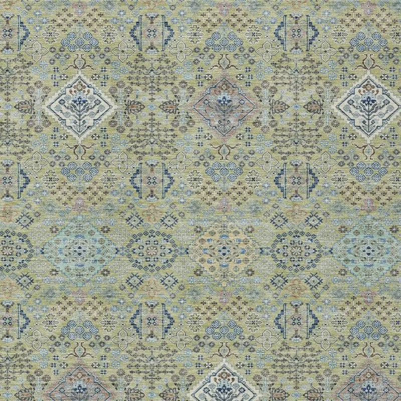 3' X 5' Green And Blue Oriental Washable Indoor Outdoor Area Rug Homeroots Outdoor