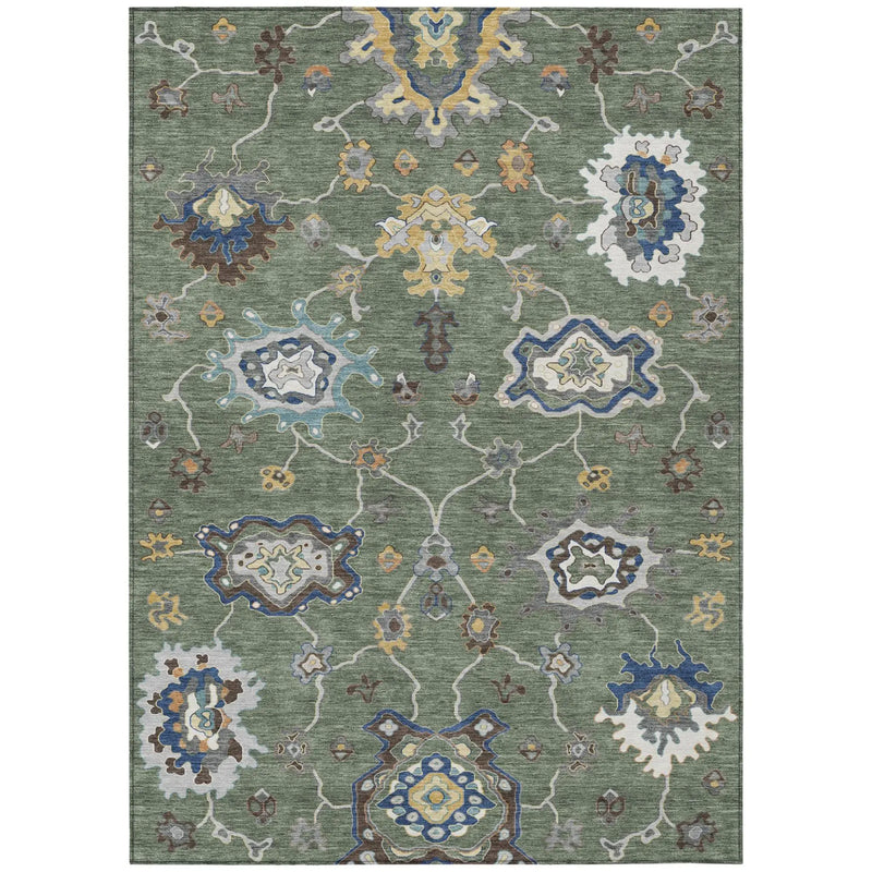 3' X 5' Green And Blue Oriental Washable Indoor Outdoor Area Rug Homeroots Outdoor