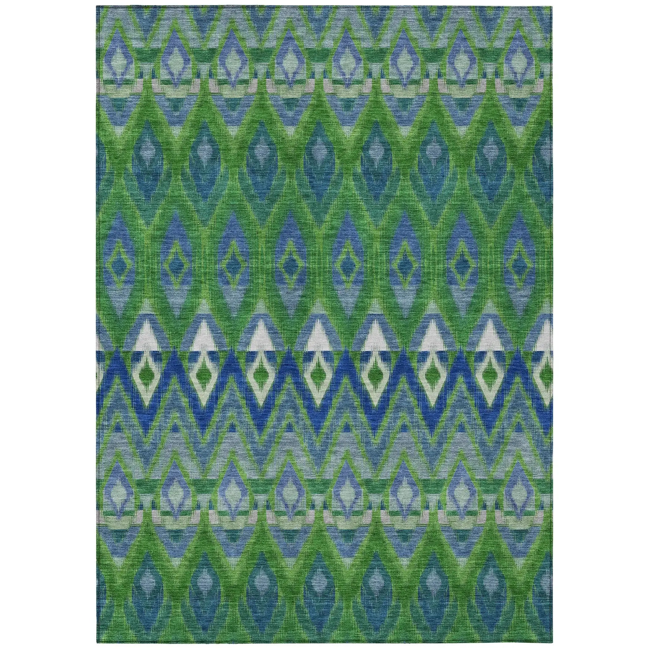 3' X 5' Green And Blue Southwestern Washable Indoor Outdoor Area Rug Homeroots Outdoor