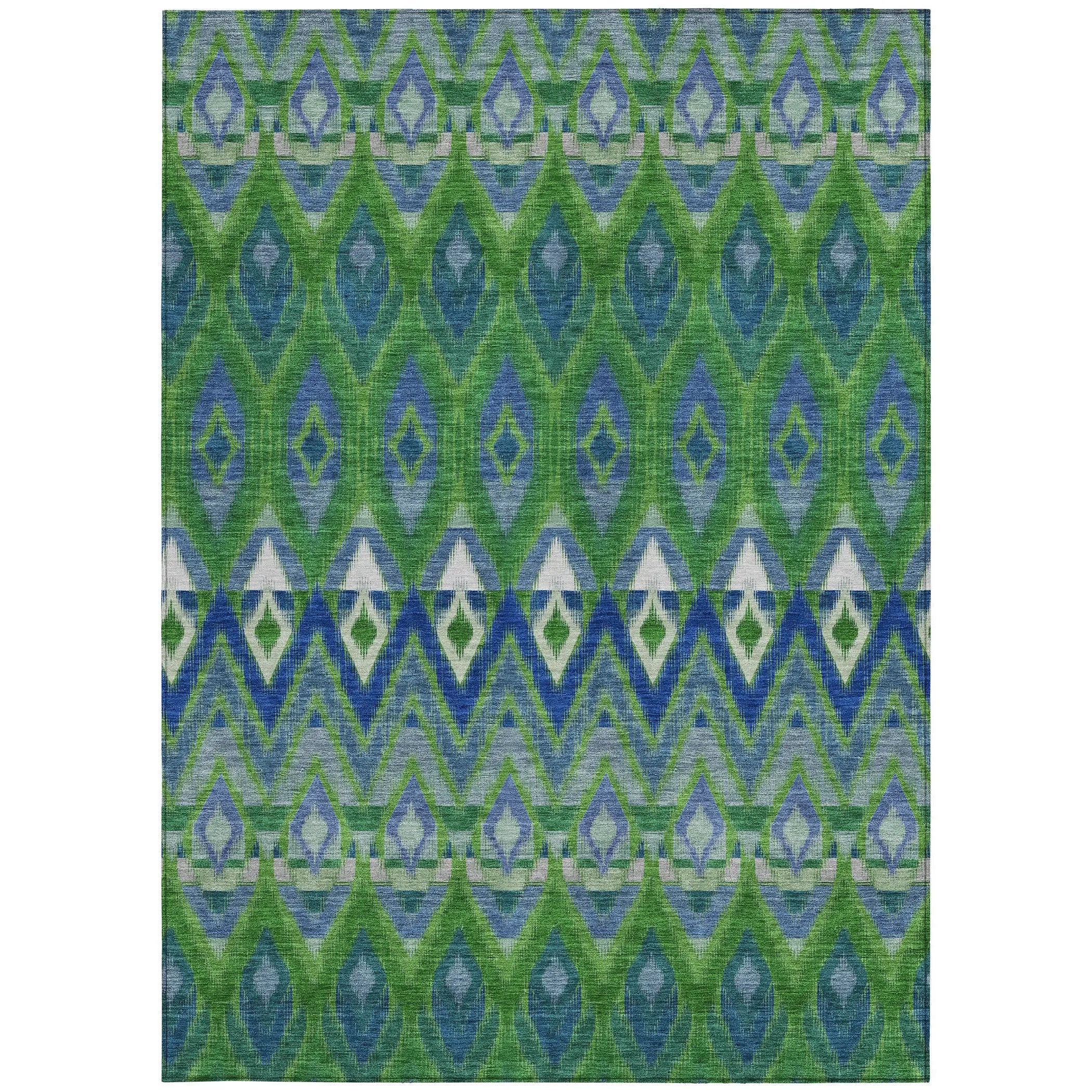 3' X 5' Green And Blue Southwestern Washable Indoor Outdoor Area Rug Homeroots Outdoor