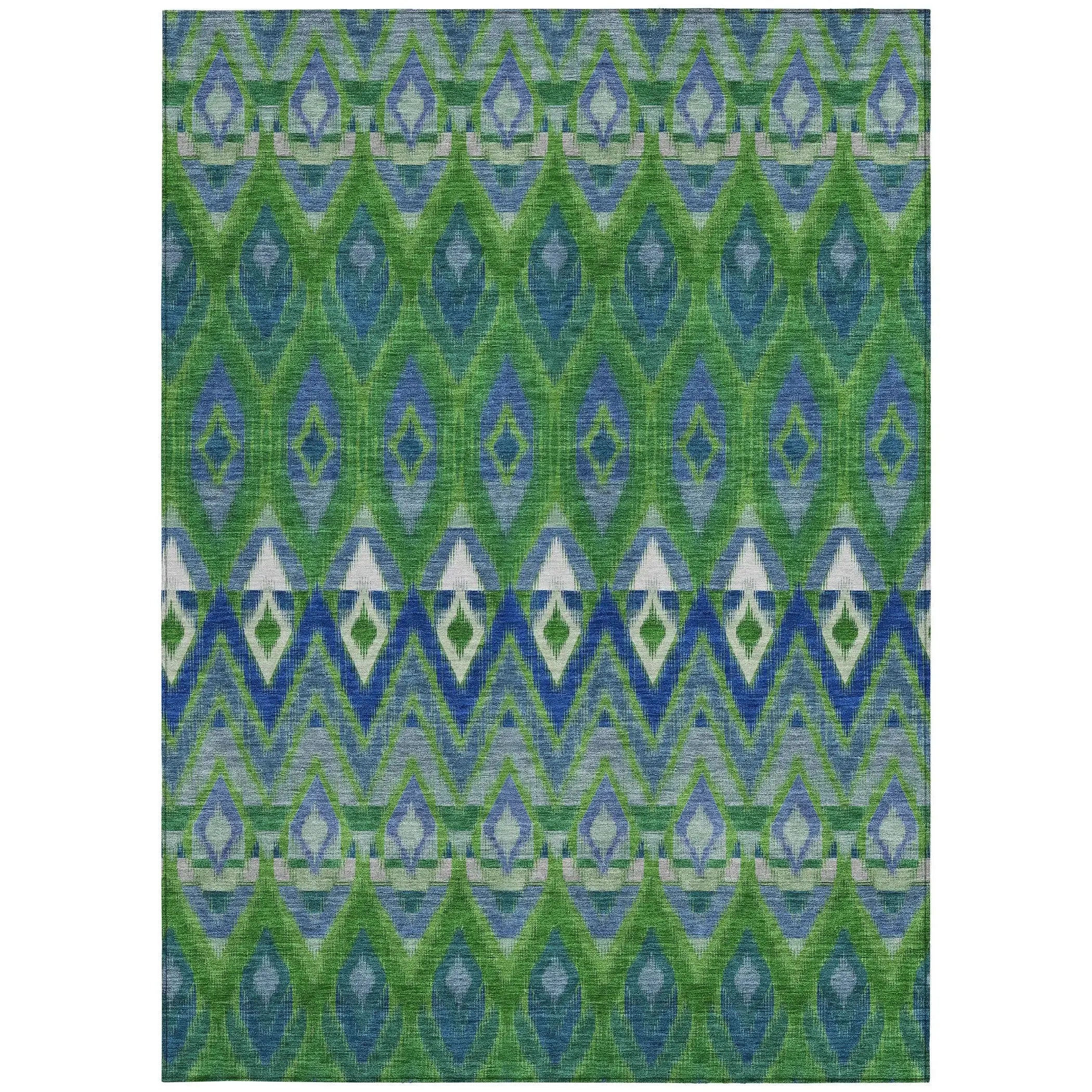 3' X 5' Green And Blue Southwestern Washable Indoor Outdoor Area Rug Homeroots Outdoor