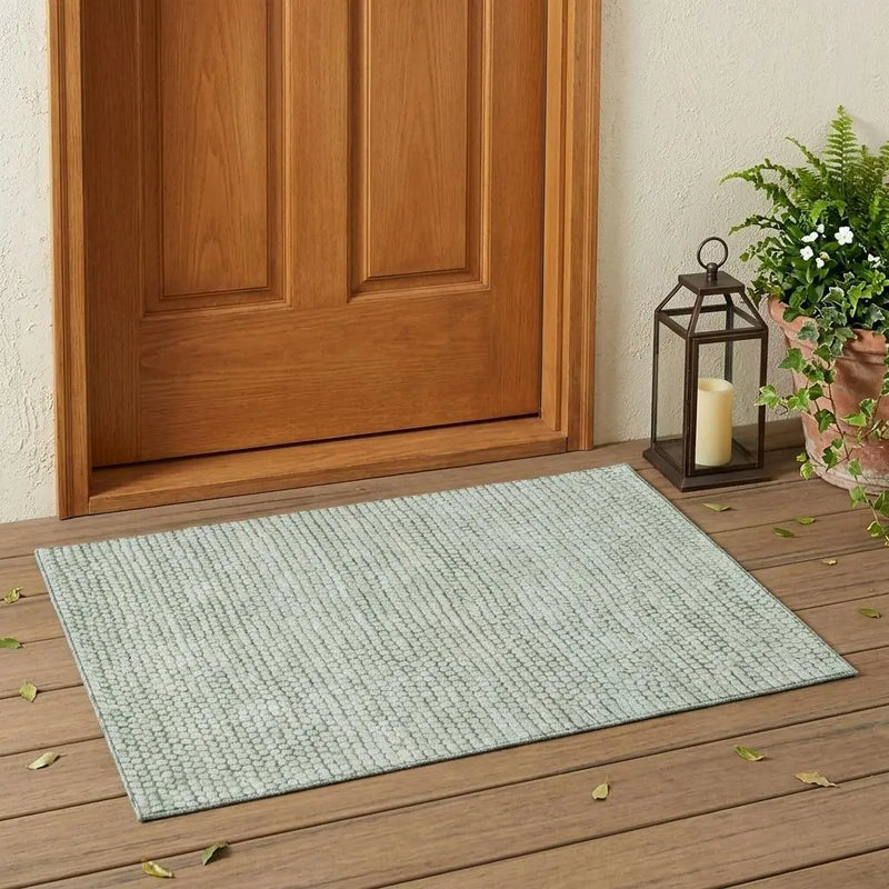 3' X 5' Green And Blue Striped Washable Indoor Outdoor Area Rug Homeroots Outdoor