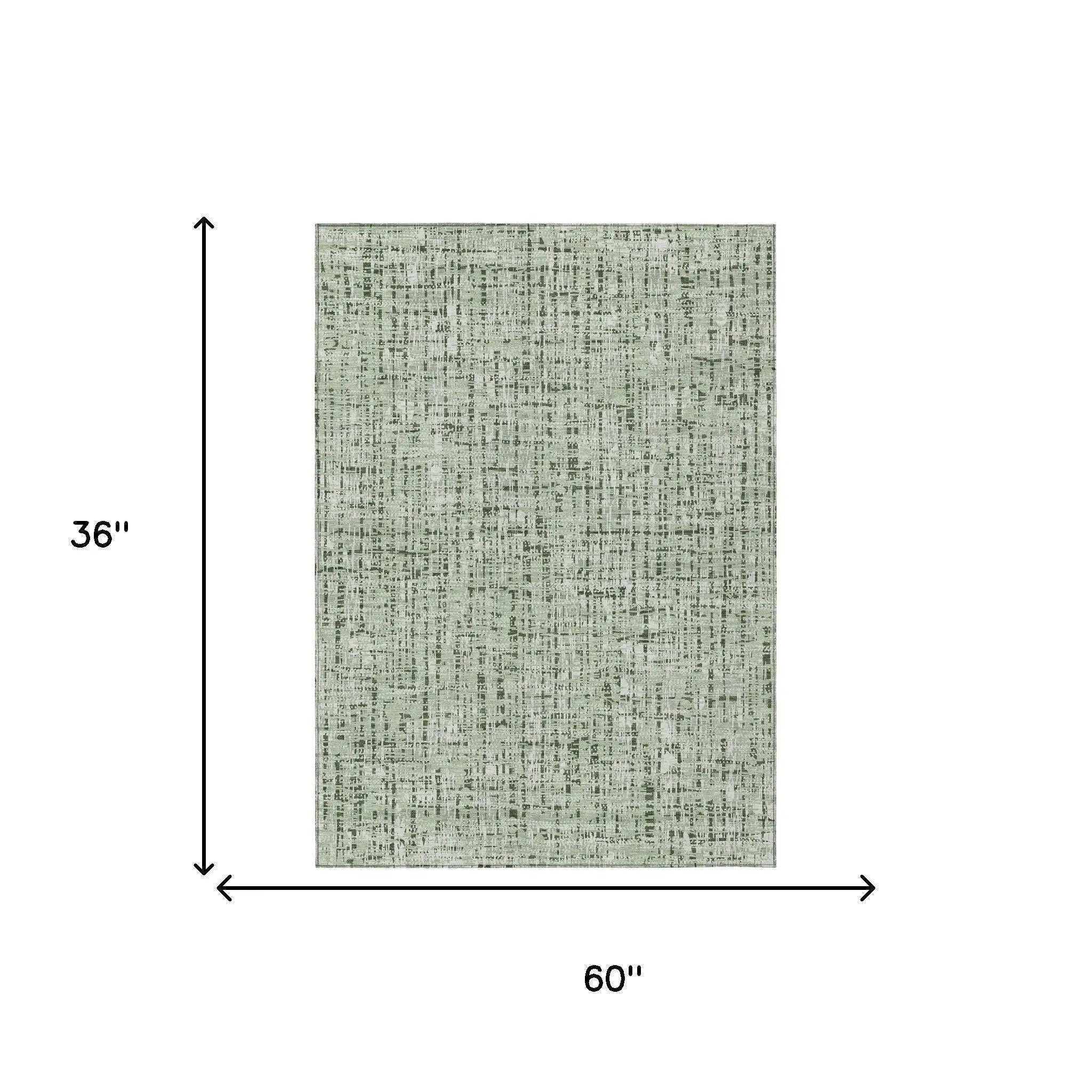 3' X 5' Green And Brown Abstract Washable Indoor Outdoor Area Rug Homeroots Outdoor