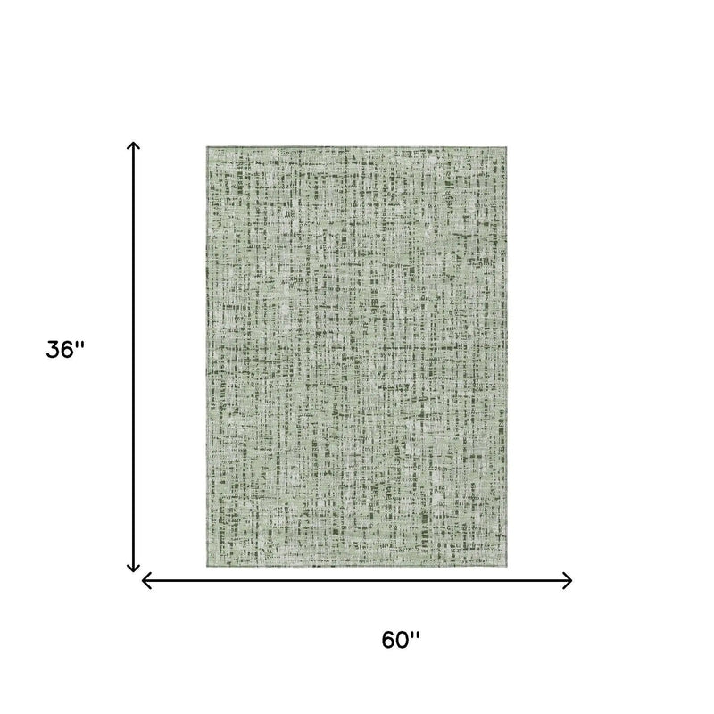 3' X 5' Green And Brown Abstract Washable Indoor Outdoor Area Rug Homeroots Outdoor