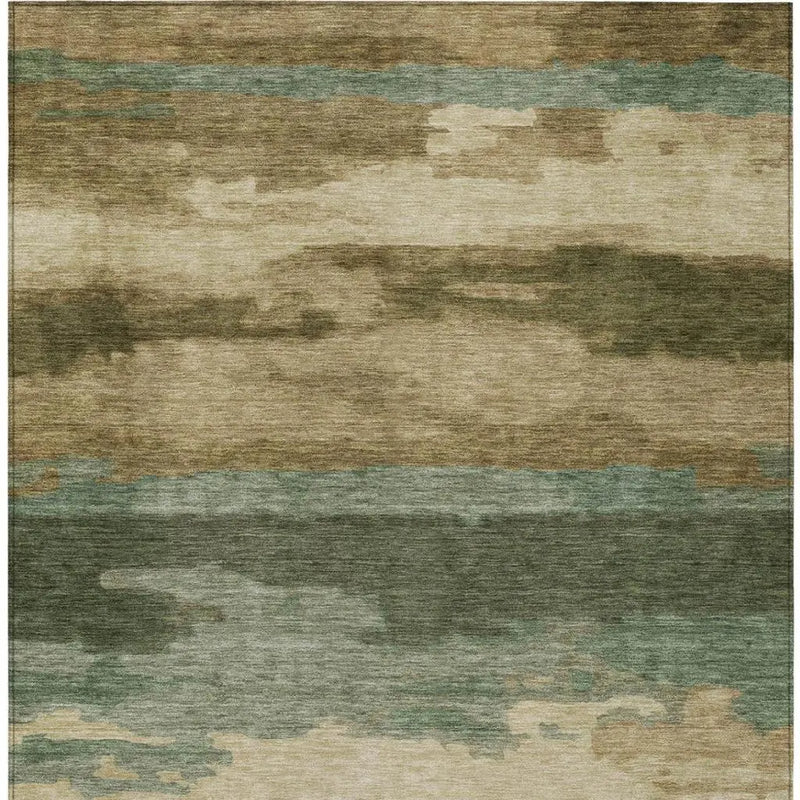 3' X 5' Green And Brown Abstract Washable Indoor Outdoor Area Rug Homeroots Outdoor