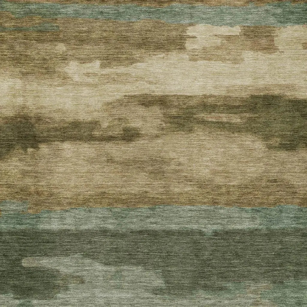 3' X 5' Green And Brown Abstract Washable Indoor Outdoor Area Rug Homeroots Outdoor