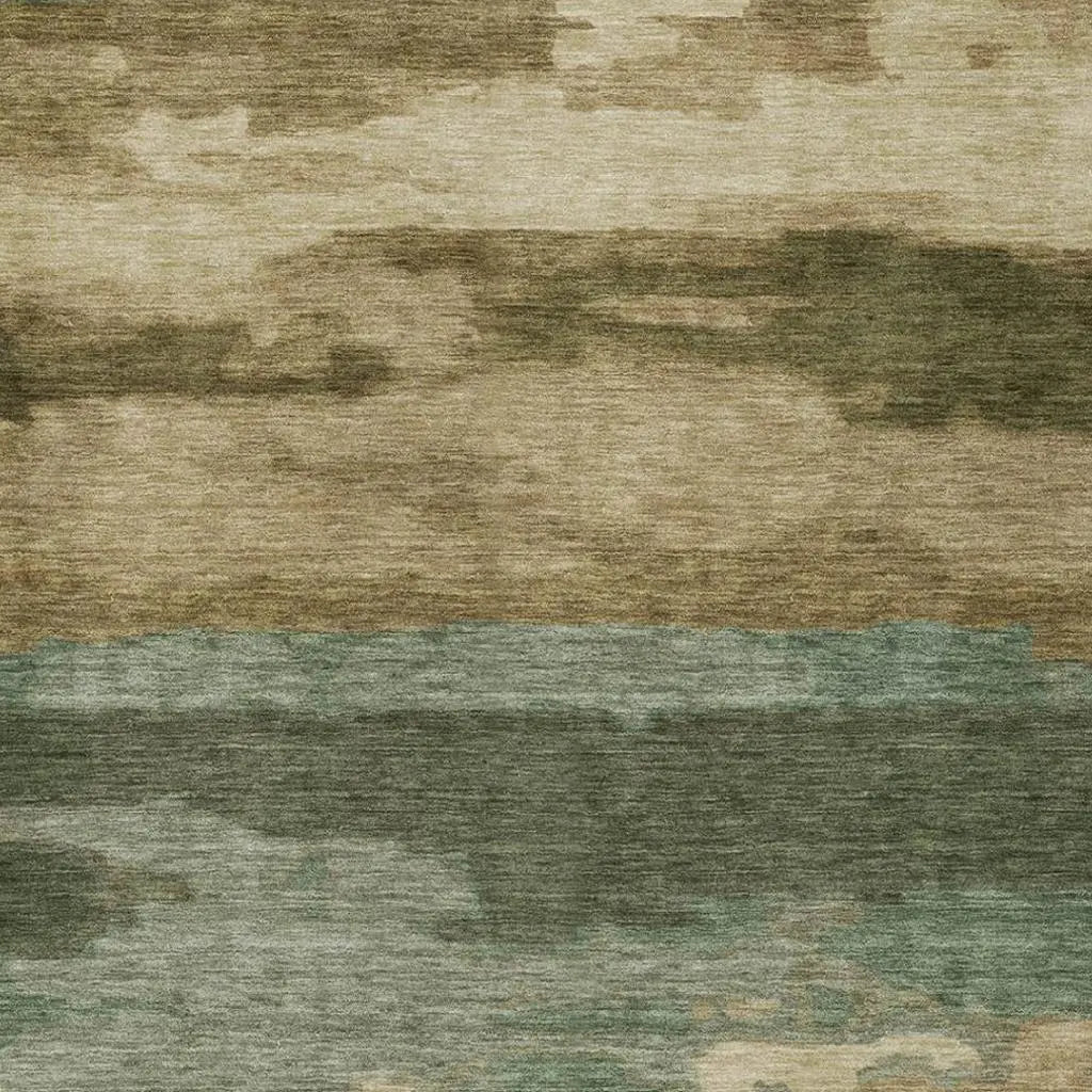 3' X 5' Green And Brown Abstract Washable Indoor Outdoor Area Rug Homeroots Outdoor