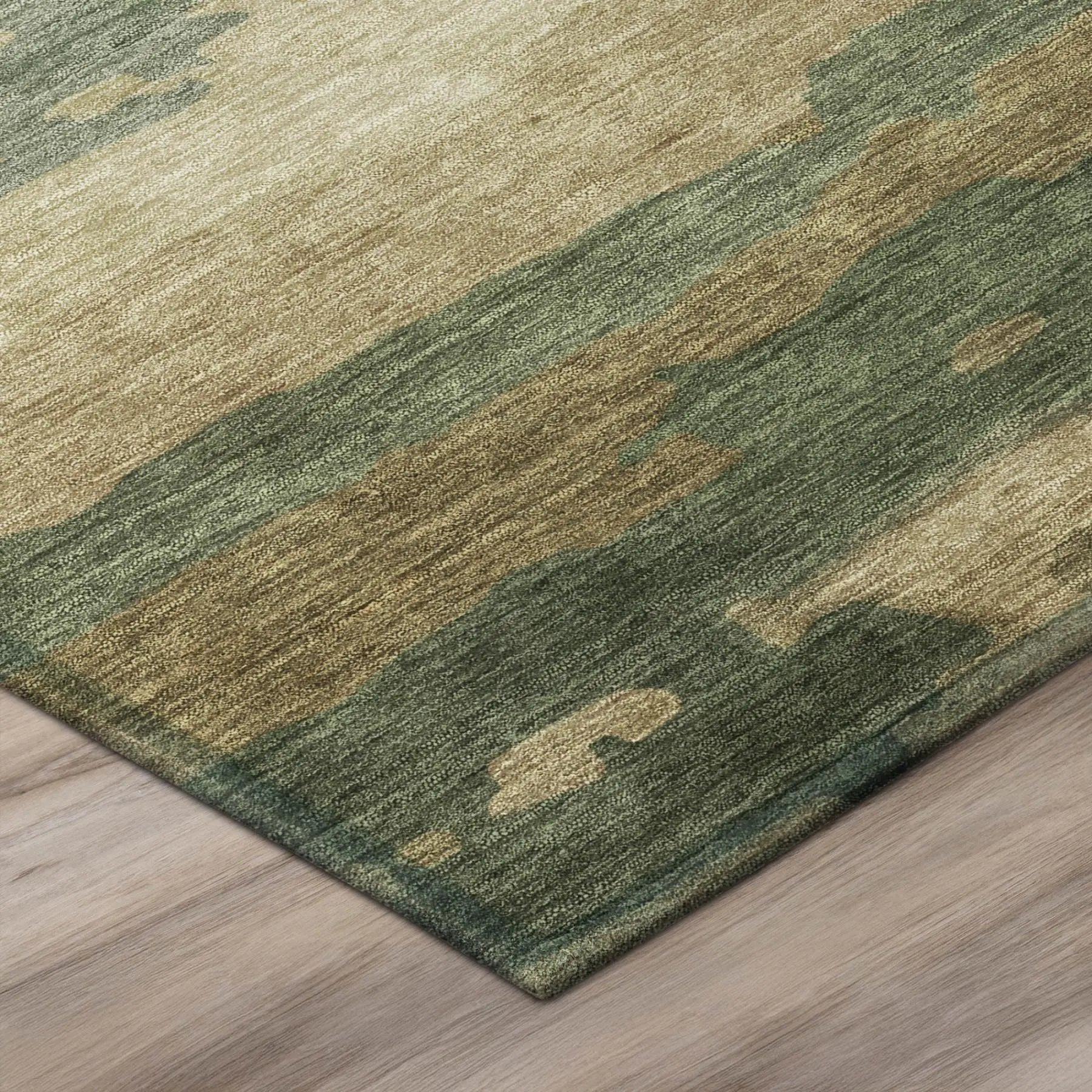 3' X 5' Green And Brown Abstract Washable Indoor Outdoor Area Rug Homeroots Outdoor