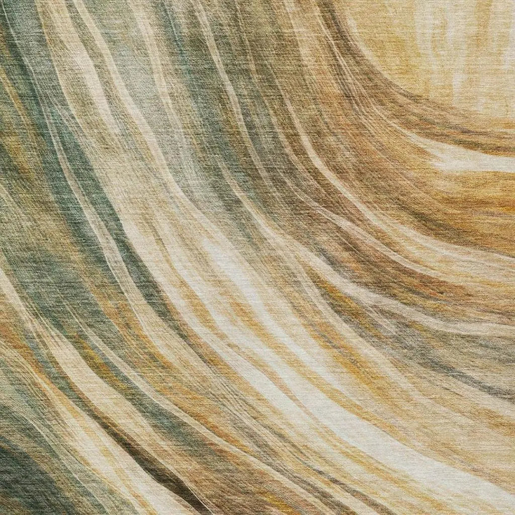 3' X 5' Green And Brown Abstract Washable Indoor Outdoor Area Rug Homeroots Outdoor