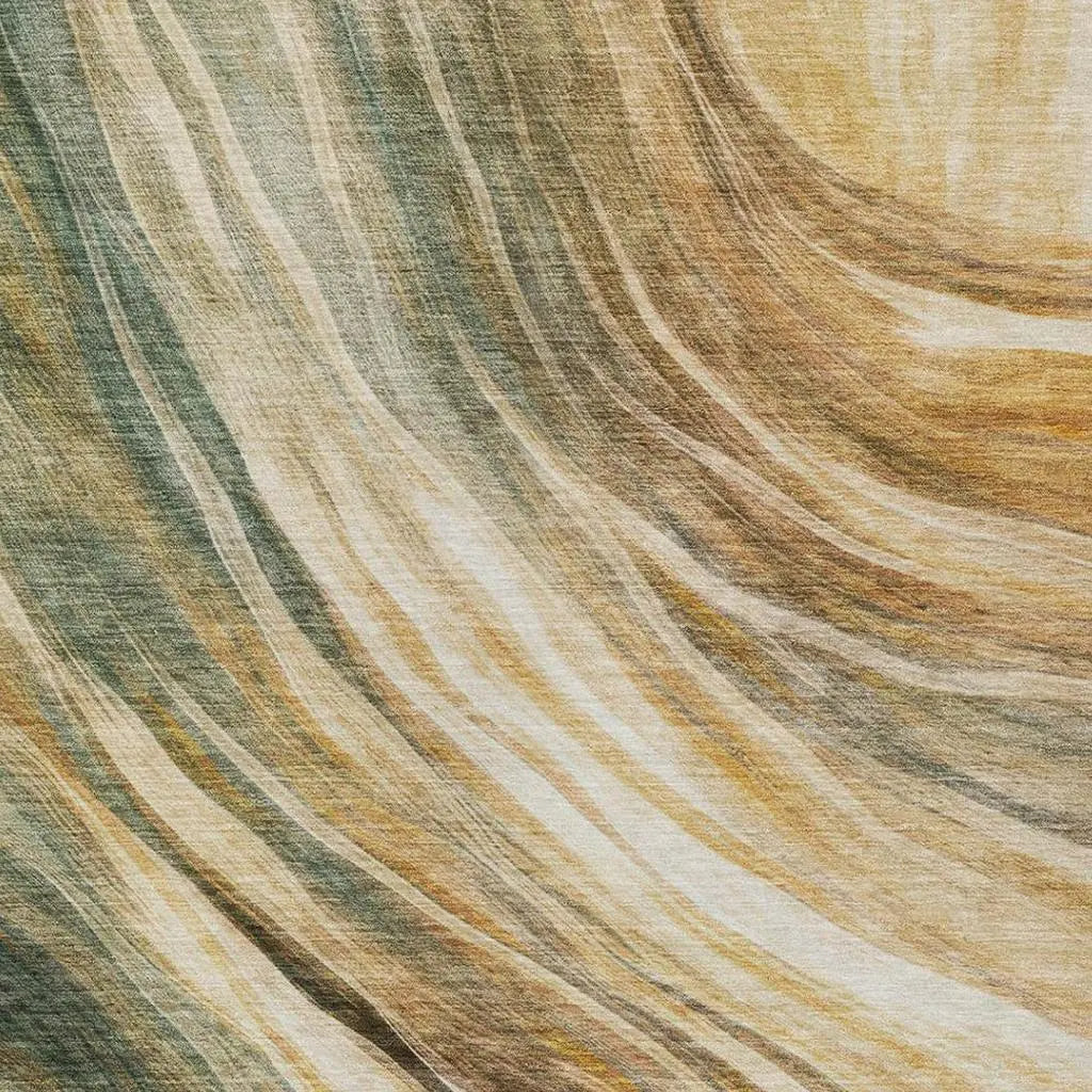 3' X 5' Green And Brown Abstract Washable Indoor Outdoor Area Rug Homeroots Outdoor
