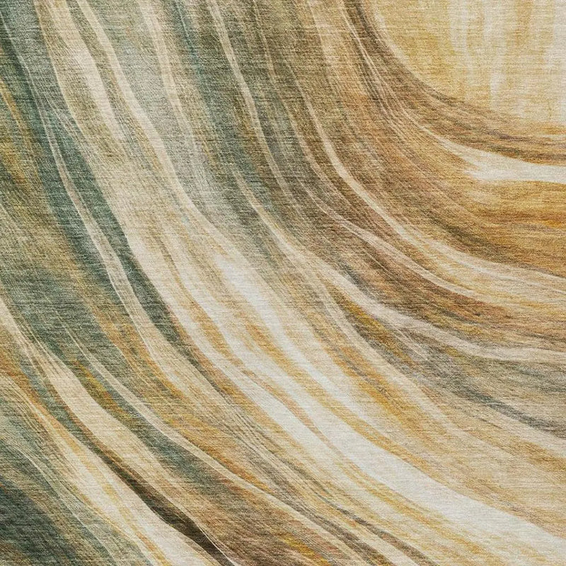 3' X 5' Green And Brown Abstract Washable Indoor Outdoor Area Rug Homeroots Outdoor