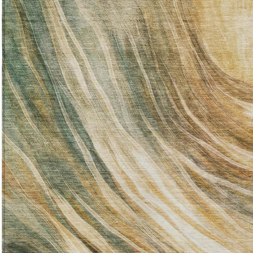 3' X 5' Green And Brown Abstract Washable Indoor Outdoor Area Rug Homeroots Outdoor