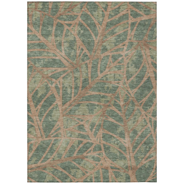 3' X 5' Green And Brown Floral Washable Indoor Outdoor Area Rug Homeroots Outdoor