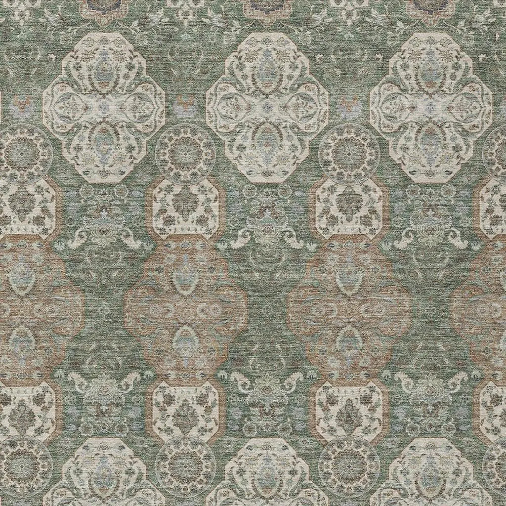 3' X 5' Green And Brown Floral Washable Indoor Outdoor Area Rug Homeroots Outdoor