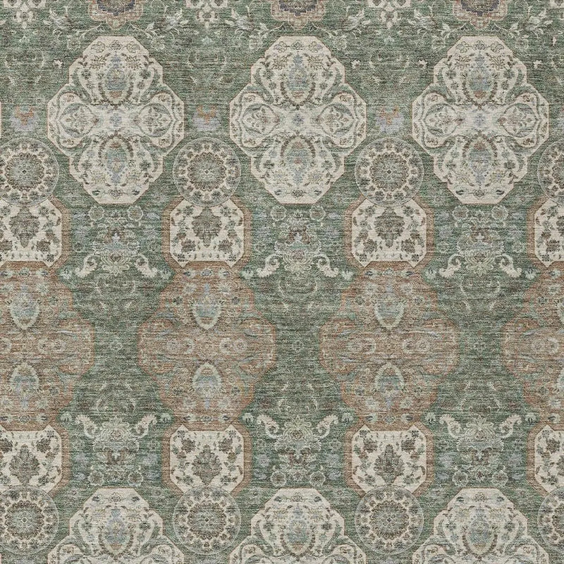 3' X 5' Green And Brown Floral Washable Indoor Outdoor Area Rug Homeroots Outdoor