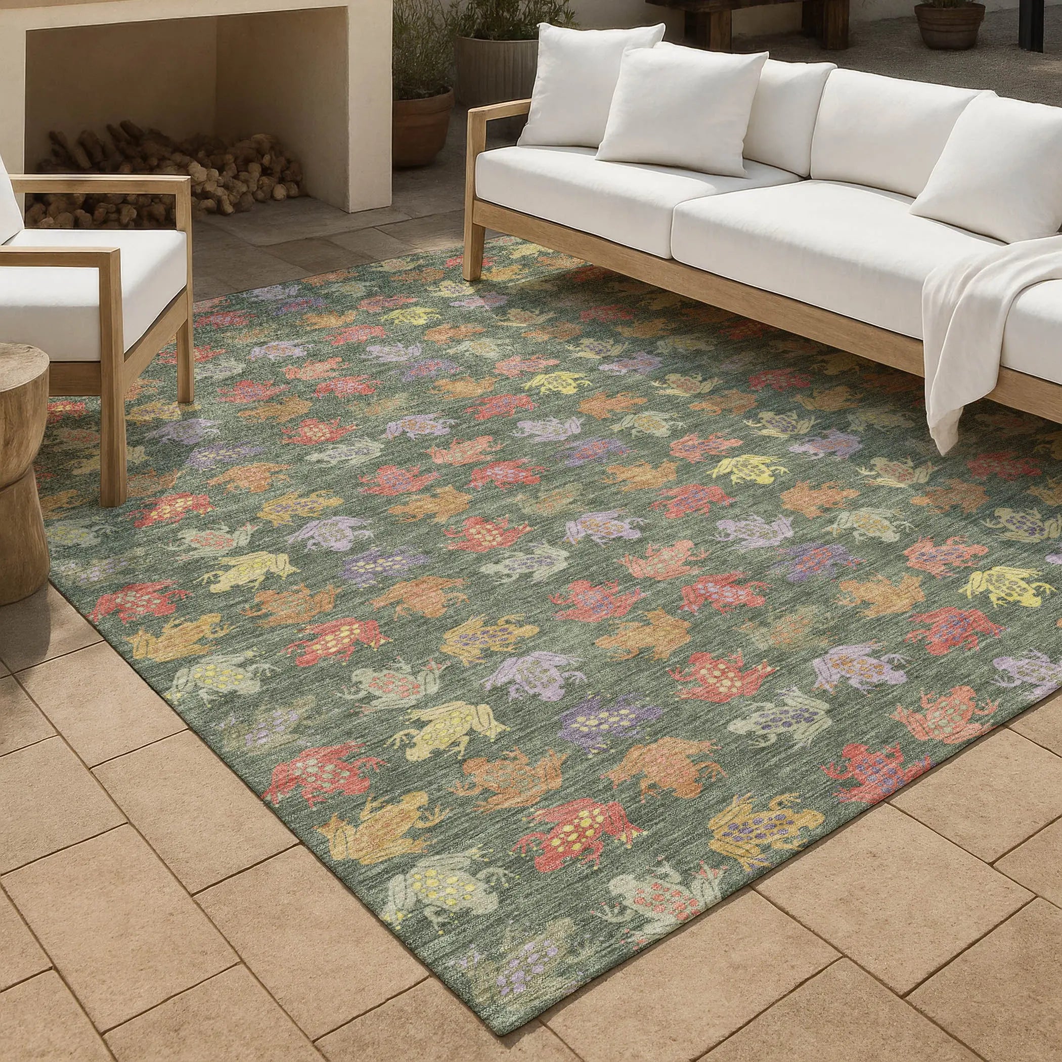 3' X 5' Green And Brown Geometric Washable Indoor Outdoor Area Rug Homeroots Outdoor