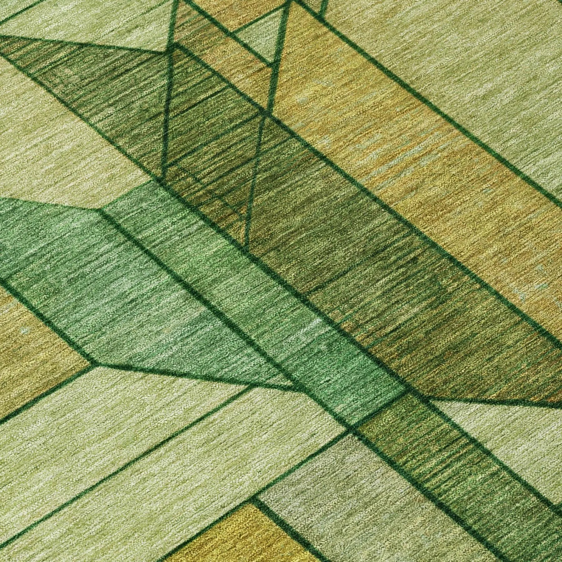 3' X 5' Green And Brown Geometric Washable Indoor Outdoor Area Rug Homeroots Outdoor