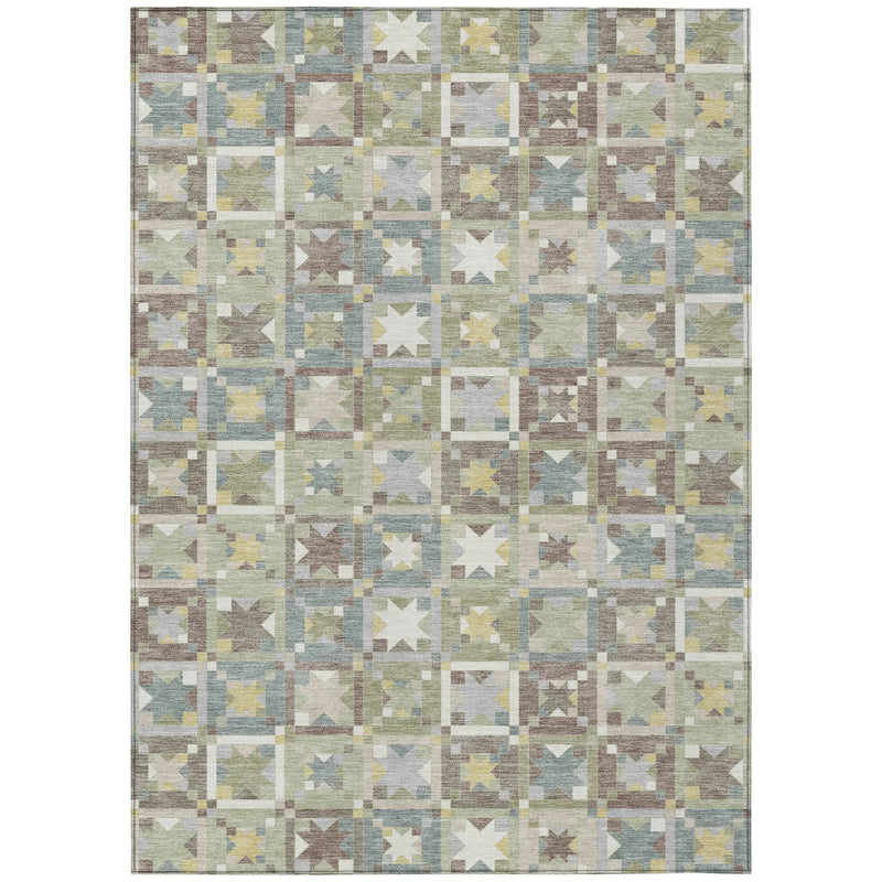 3' X 5' Green And Brown Patchwork Washable Indoor Outdoor Area Rug Homeroots Outdoor