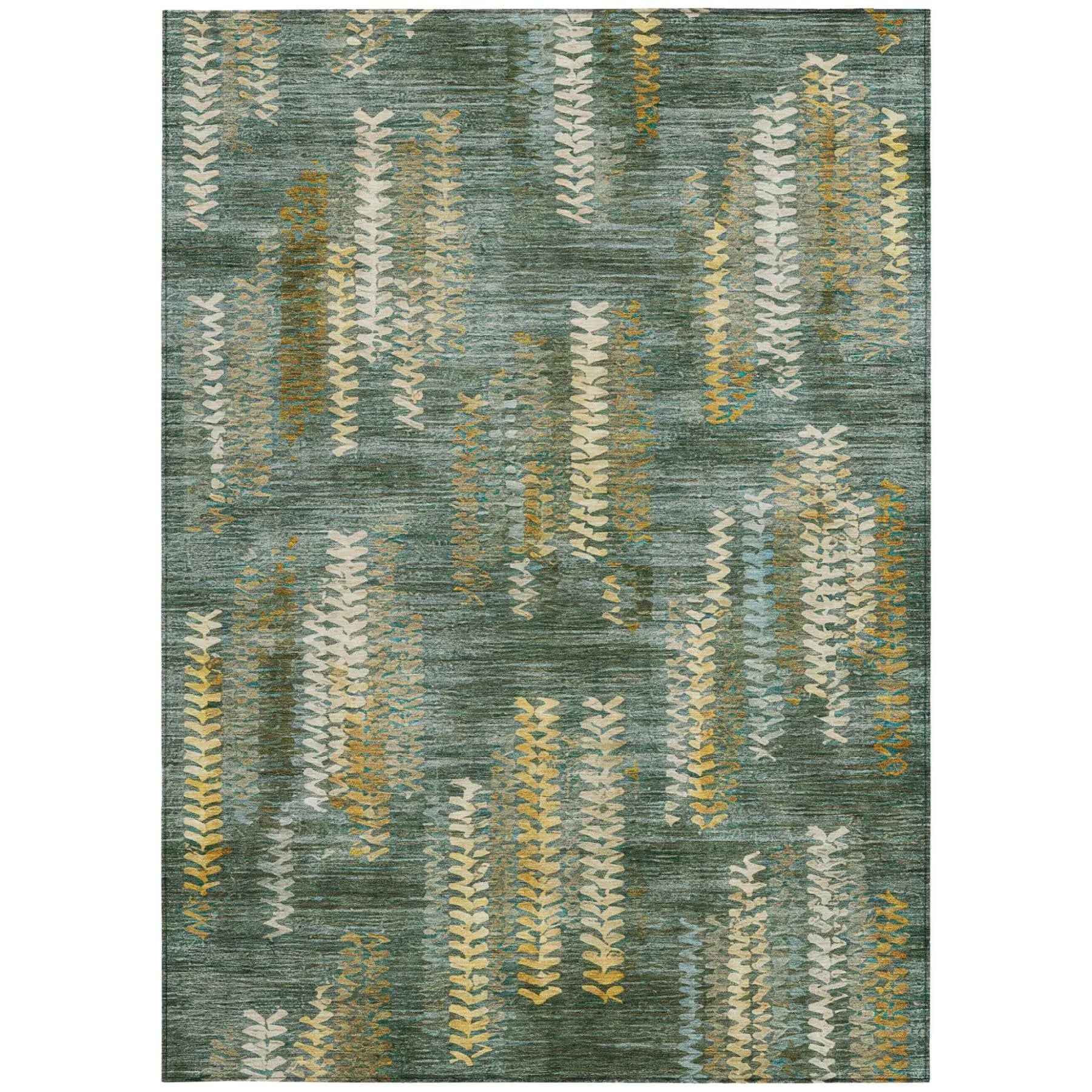 3' X 5' Green And Brown Striped Washable Indoor Outdoor Area Rug Homeroots Outdoor