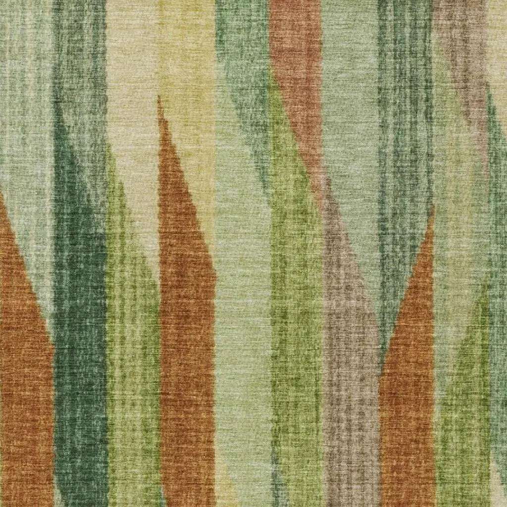 3' X 5' Green And Brown Striped Washable Indoor Outdoor Area Rug Homeroots Outdoor