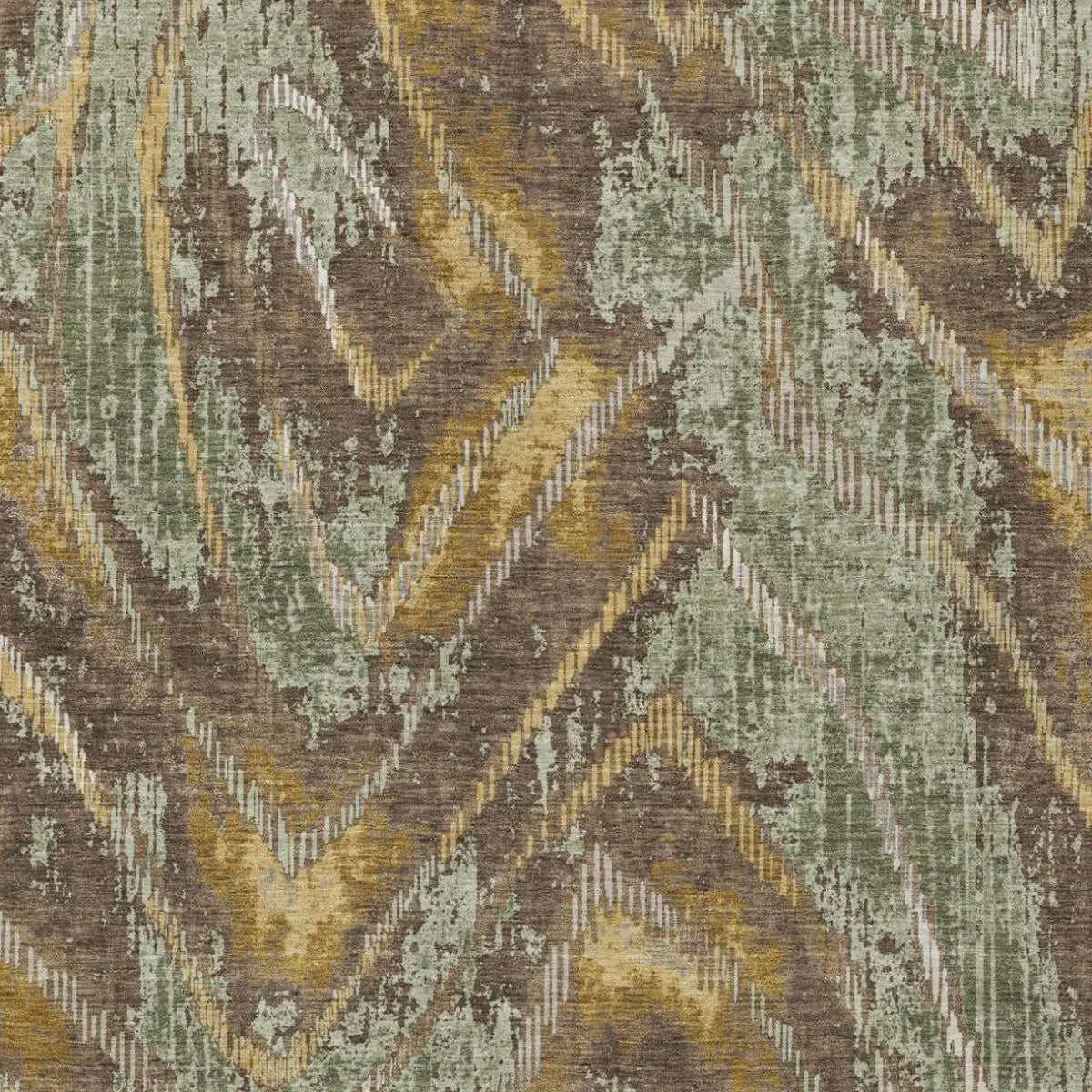 3' X 5' Green And Chocolate Abstract Washable Indoor Outdoor Area Rug Homeroots Outdoor