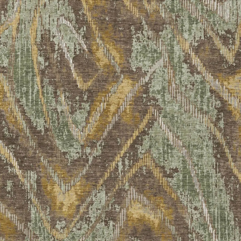 3' X 5' Green And Chocolate Abstract Washable Indoor Outdoor Area Rug Homeroots Outdoor