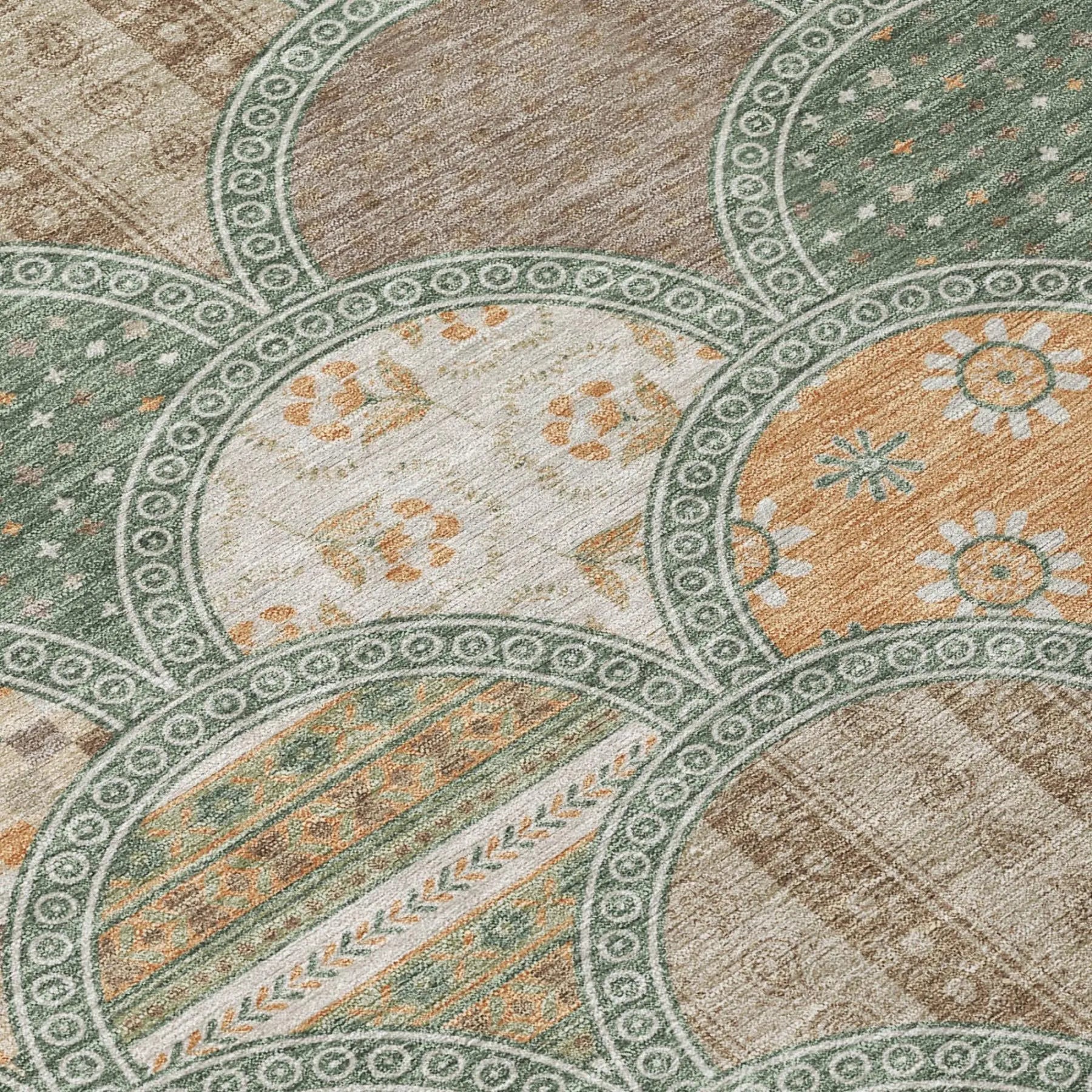 3' X 5' Green And Copper Geometric Washable Indoor Outdoor Area Rug Homeroots Outdoor